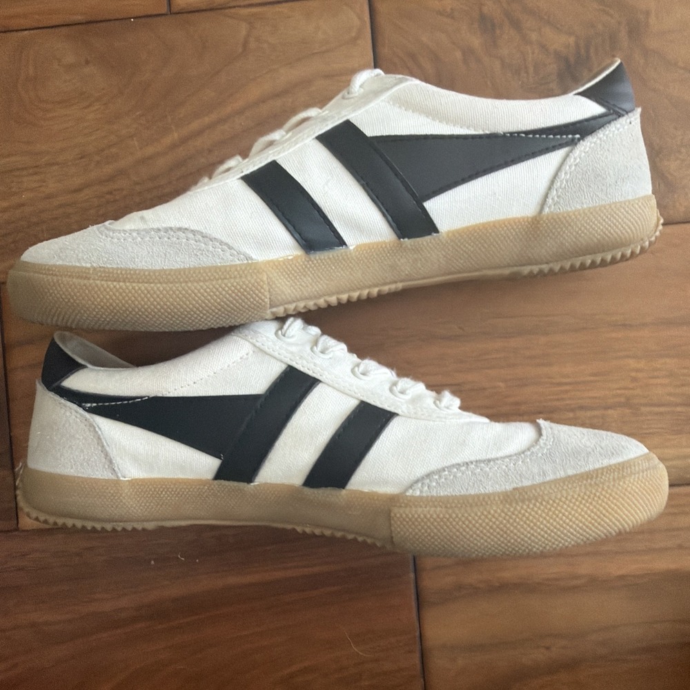 Gola Badminton Sz 8 Casual Canvas Sneakers in Off White Black Canvas Gum Retro - Picture 4 of 7